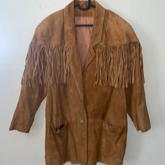 Vintage Leather Womans Fringe sz L Coat